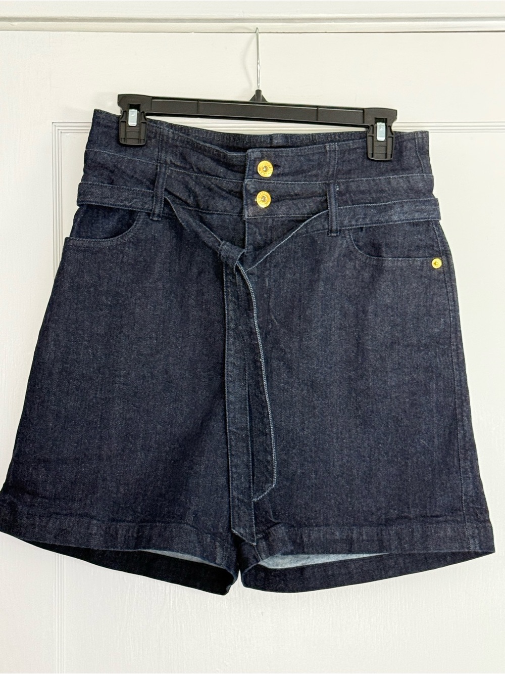 INC International Concepts Dark Blue Denim Tie-Waist Shorts